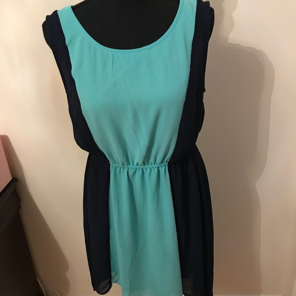 🎀🖤High Low teal and navy dress